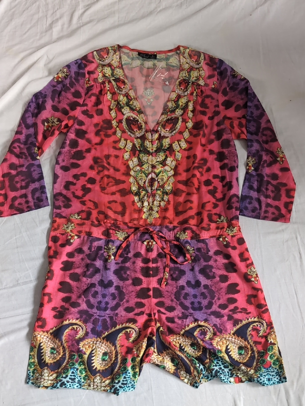 Vibrant Pink & Purple Animal Print Short Jumpsuit